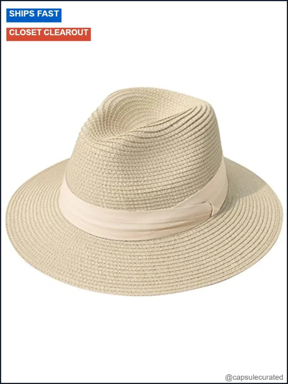 Women Wide Brim Straw Panama Roll up Hat Fedora Beach Sun Hat UPF50+